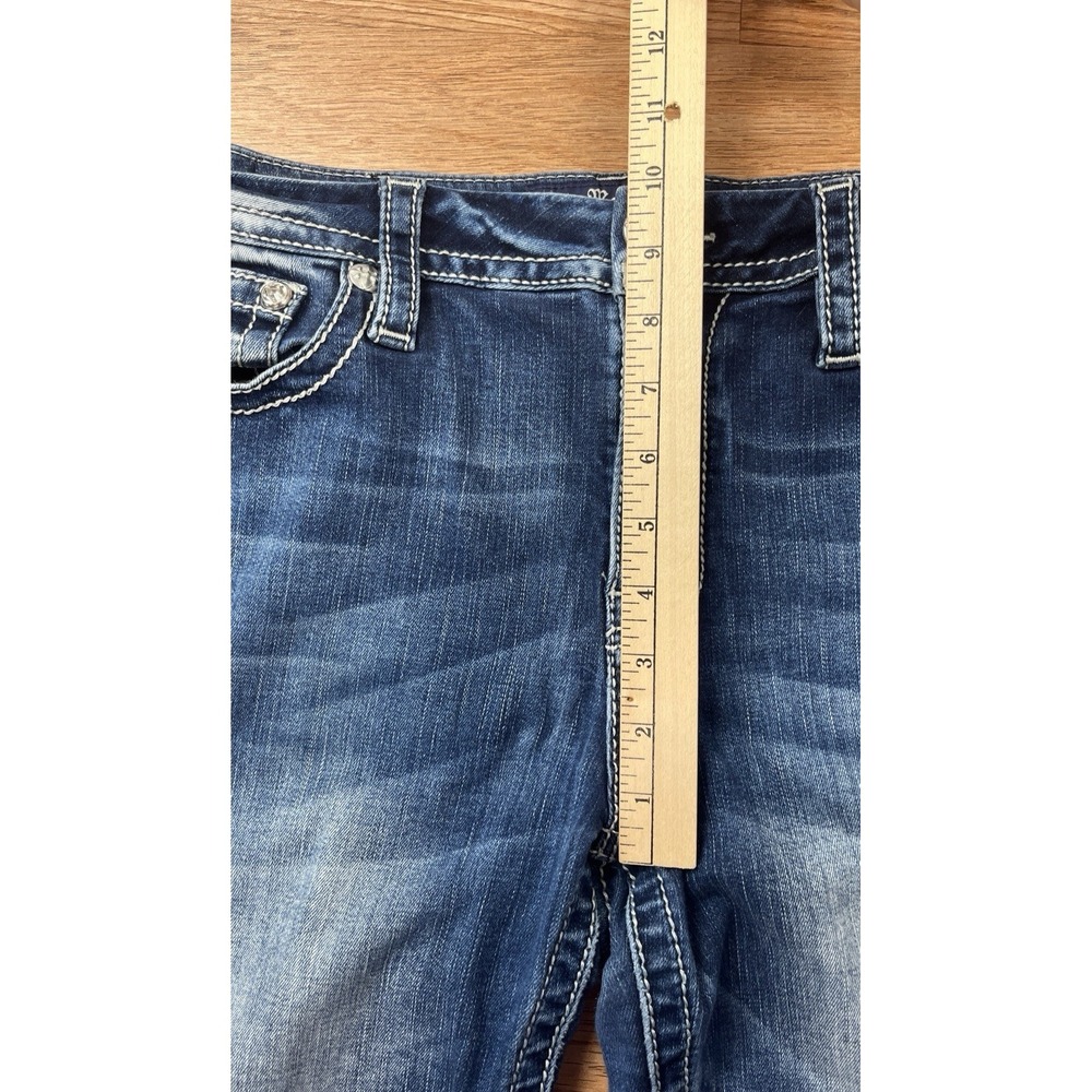 Miss Me Curvy Crop Denim Jeans Size 31 Distressed Leopard Blingy Pockets - Picture 8 of 13